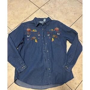 Vintage Cabin Creek embroidered denim shirt size large‎